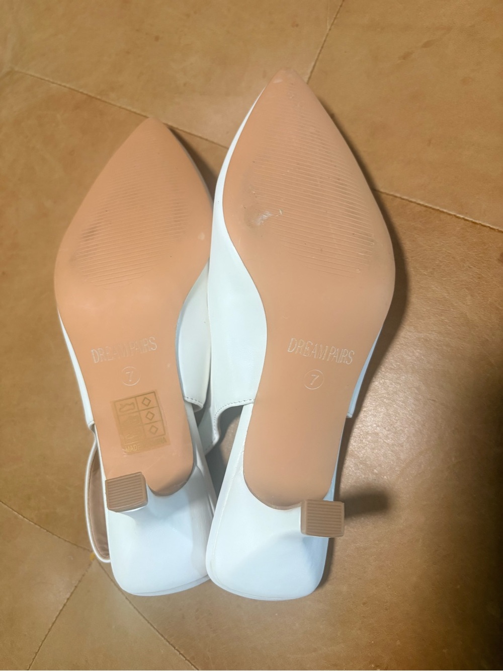 Pointed-Toe White Slingback Kitten Heels - Picture 3 of 7